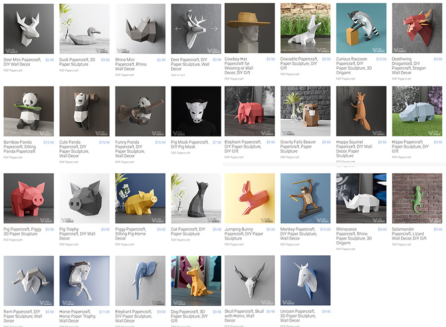 VitaliStore - All Design Bundle Papercraft Sculptures Design 动物纸模模型 纸模型雕塑设计 