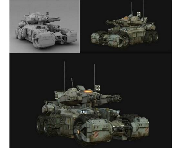 6 Wheels Sc-FI MCV Tank 3D Model