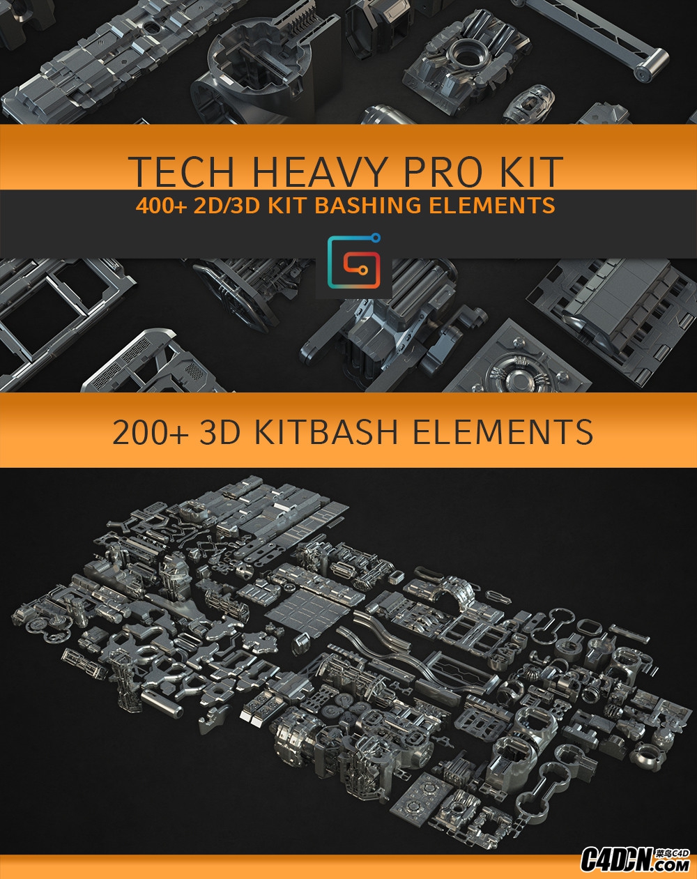 Gumroad - Tech Heavy Pro Kit (400+ 2d-3d Elements)