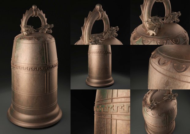 中国青铜钟模型Chinese Bell 3d model