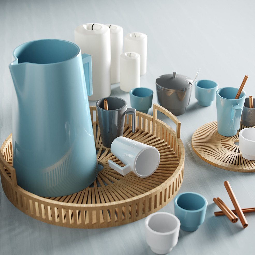 茶具C4D模型 cup set（Corona Render）