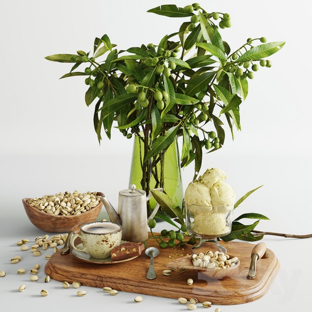 Ice Cream and Pistachios开心果奶油果早餐食物模型