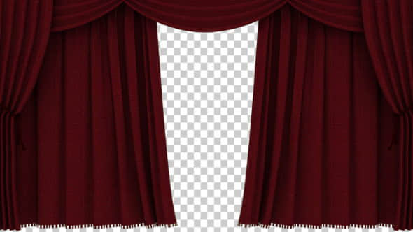 红色幕布打开动画 带透明通道 Realistic Red Curtain Opening