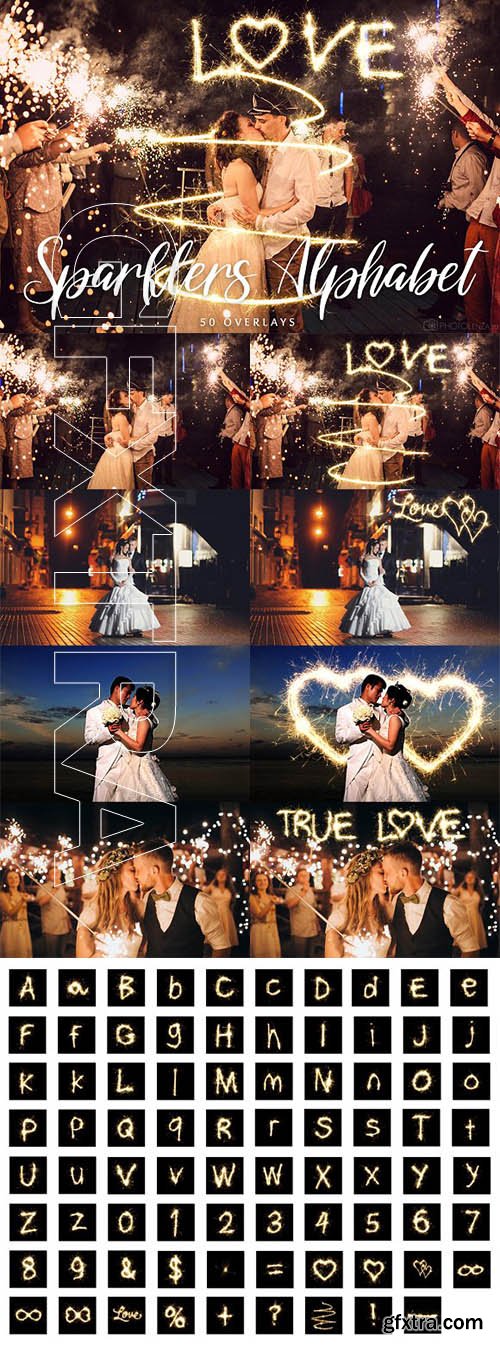 CreativeMarket - 50 Sparklers Alphabet Overlays 2002922