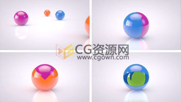 3D彩色小球滚动演绎标志动画AE模板 LOGO片头效果