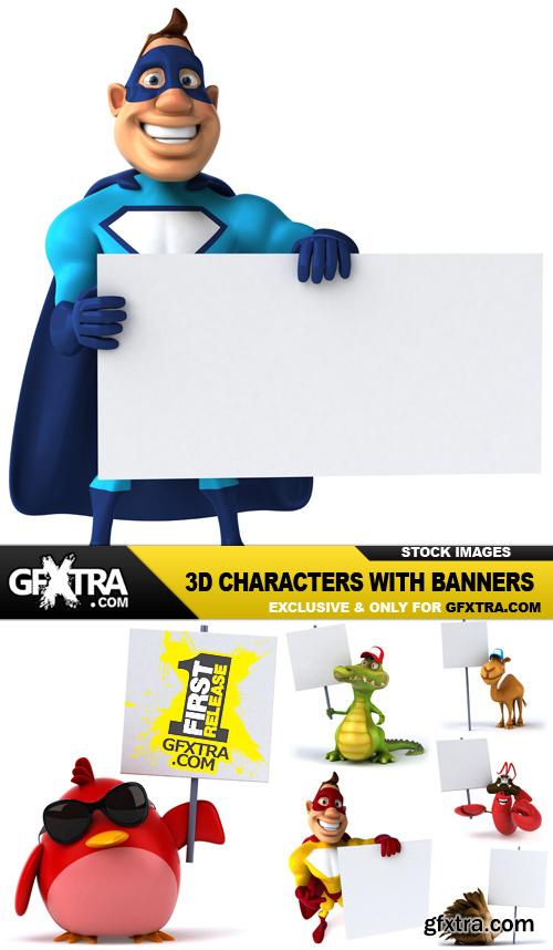 缺 3D Characters with Banners 25xJPG