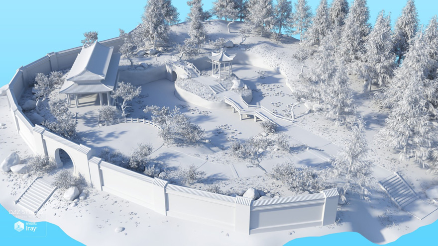 Chinese Garden C4D 中式花园场景