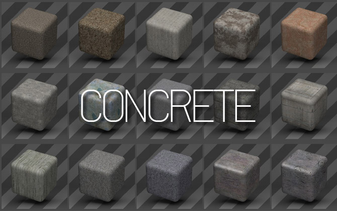 34个水泥墙面 混凝土纹理材质 Concrete Textures for Cinema 4D