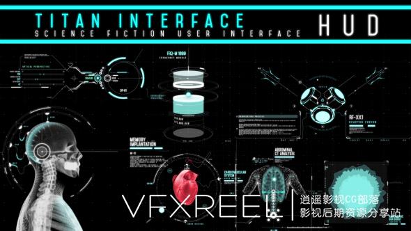 高科技HUD人体扫描细胞心脏指纹信息图表合集 Titan Interface