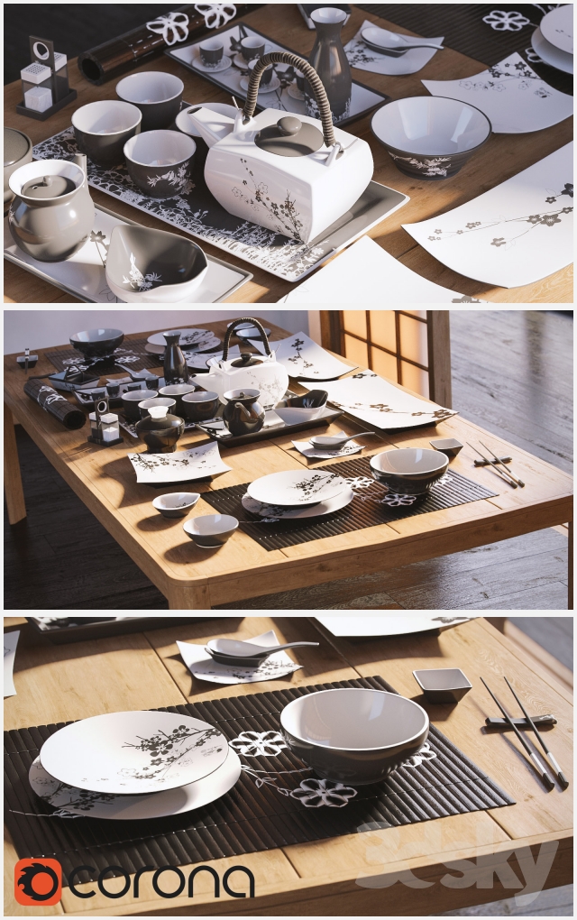 A set of dishes in the Japanese style. / Japanese-style Tableware