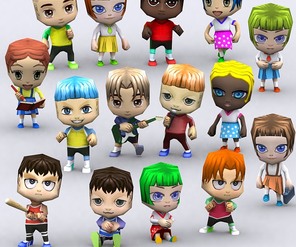 Cubebrush - 3DRT - Chibii people kids