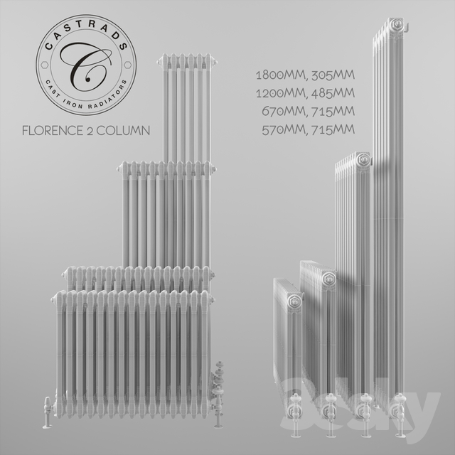 暖气片3d模型 Radiators, steel Castrads, series Florence 2