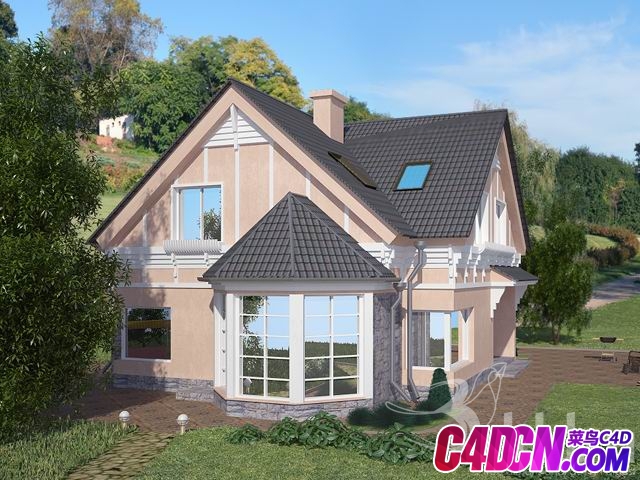 C4D建筑模型 09 私家别墅