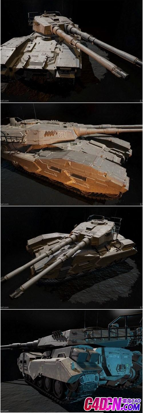 联邦61式坦克车C4D模型 Federal 61 tank C4D model