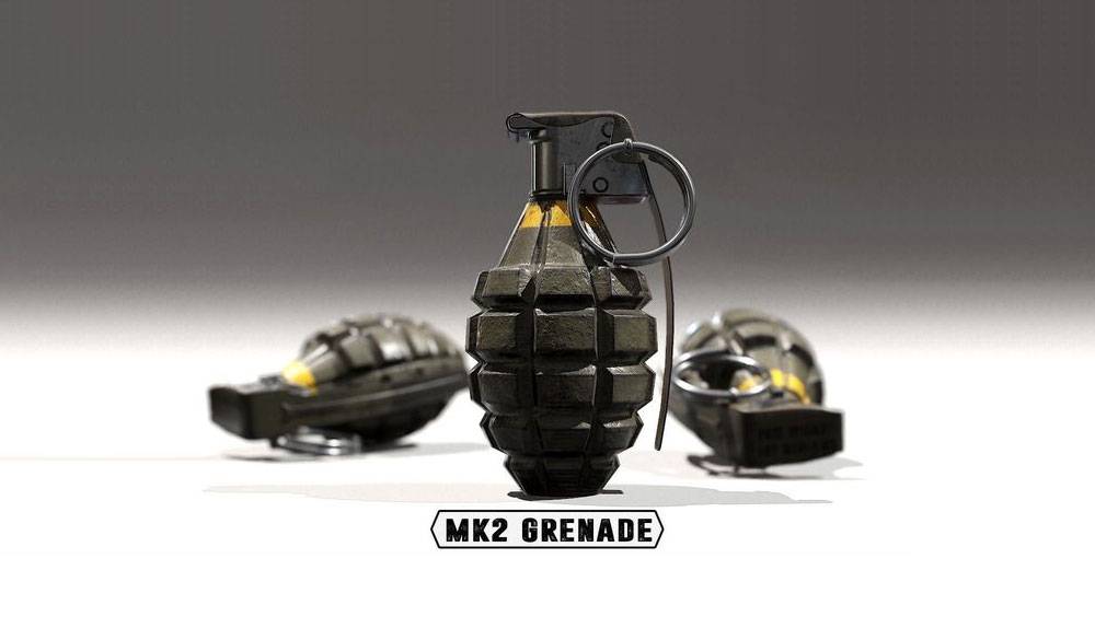 MK2手榴弹C4D模型 MK2 Grenade - Models and Textures