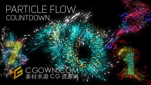 创意庆祝新年粒子流动倒计时10秒动画视频效果