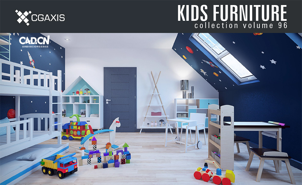 童房间家具玩具3D模型 CGAxis – Kids Furniture 3D Models Collection Volume 96 ...