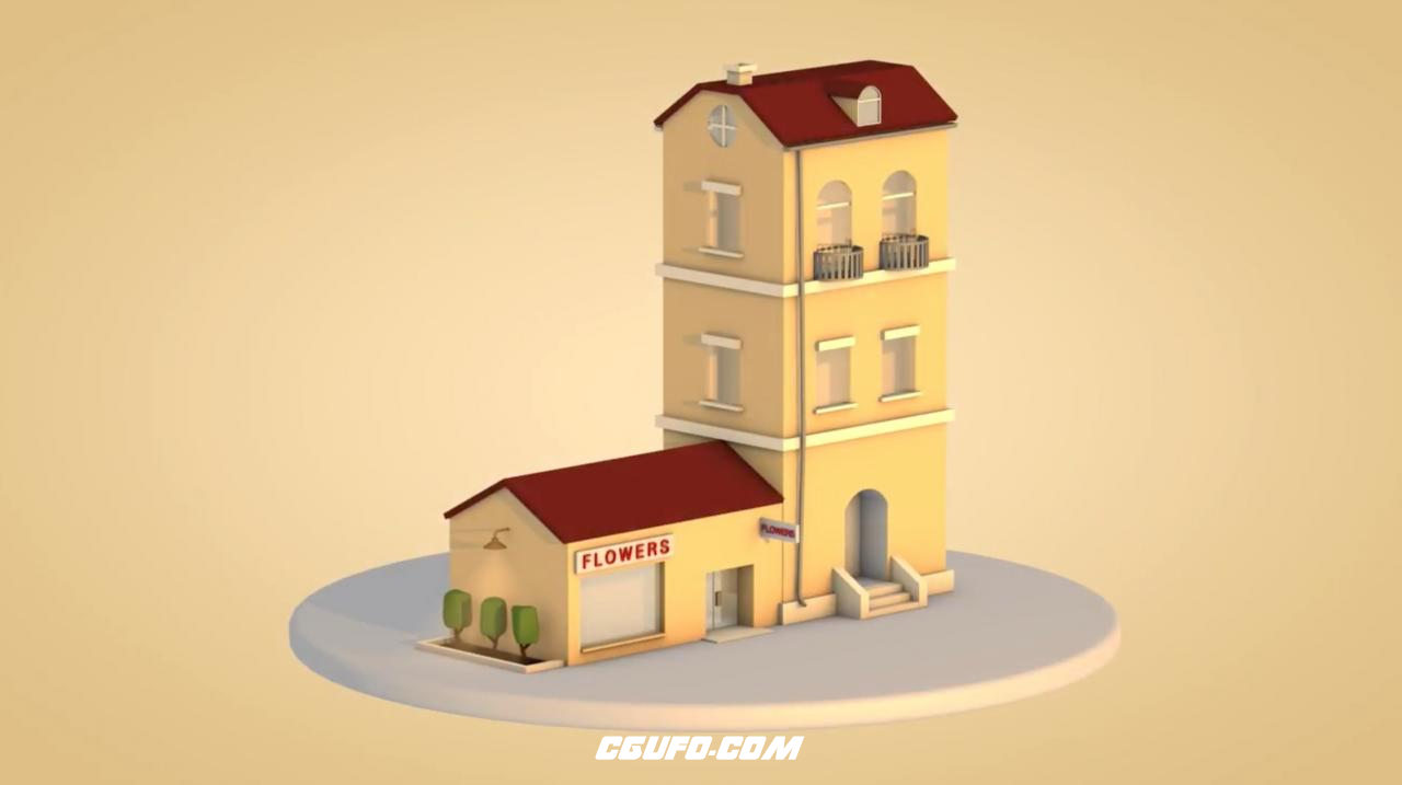 利用C4D做2维卡通建筑