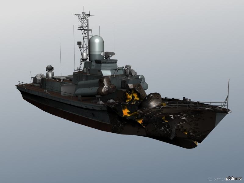 炸毁的军舰Nanuchka-class corvette 3D model