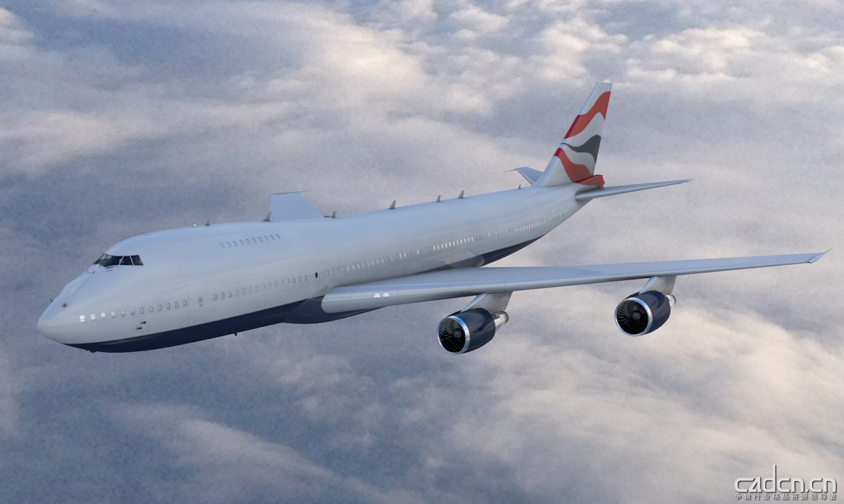 中国航空客机高精度C4D模型Jumbo Jet 飞机 客机C4D模型 Aircraft c4d model