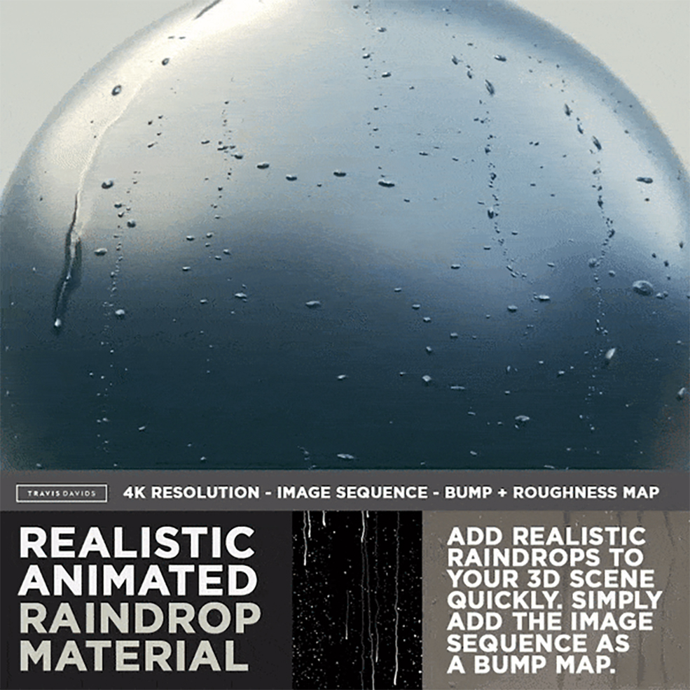 逼真的玻璃高精度雨滴序列图素材 Realistic Animated Raindrop Material