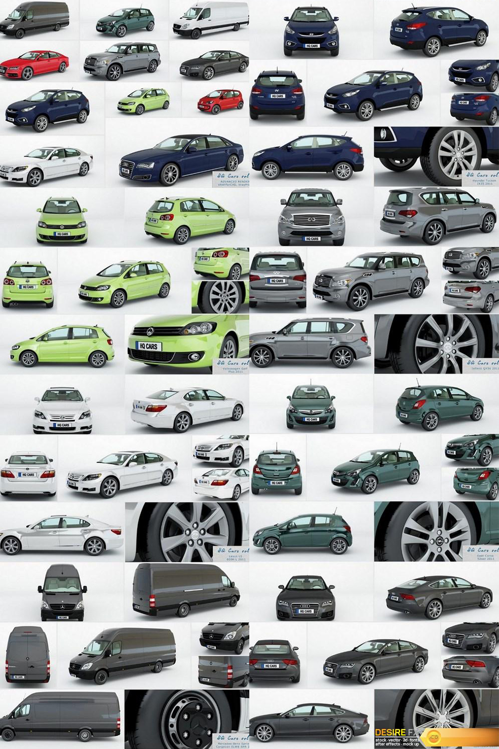 11个C4D汽车模型合集 VrayC4D - HQ Cars vol.1 for Cinema4D