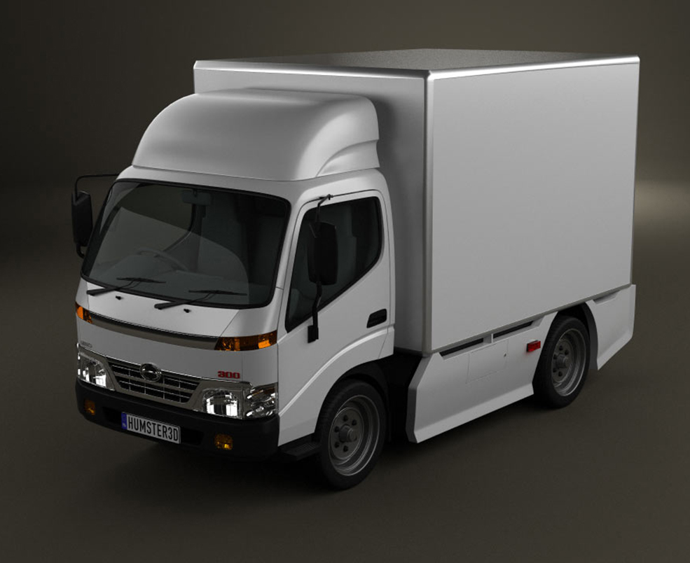 卡车 货车 厢式货车C4D模型 Hino 300 Standard Cab Box 2010 3D Model