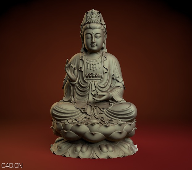 精品观音菩萨坐莲花C4D模型