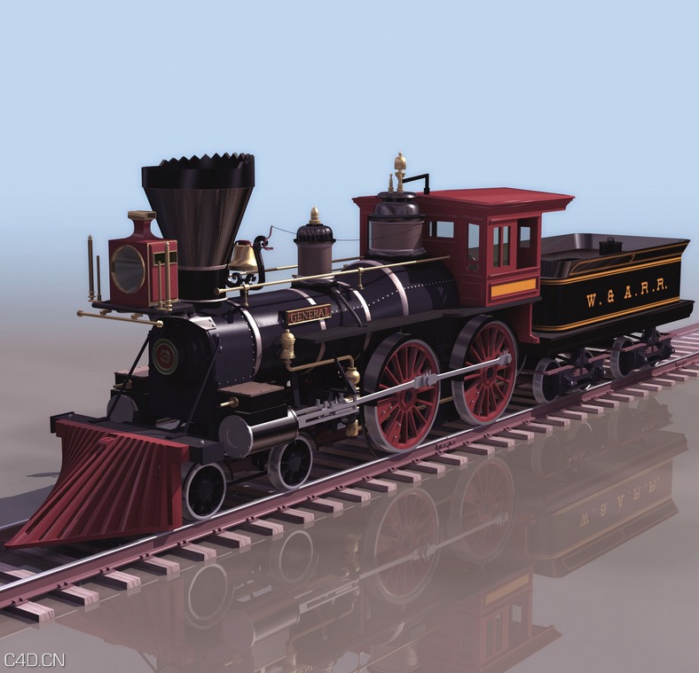 蒸汽火车/老火车C4D模型 Steam train 3D model