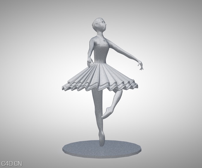 芭蕾舞女孩/跳舞女孩雕塑C4D模型 Ballet girl sculpture 3D model