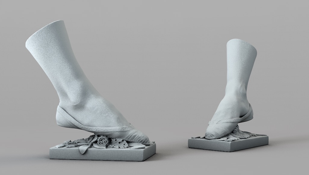 跳舞者的脚部特写雕塑 芭蕾舞鞋雕塑C4D模型 Ballet Foot Close-up  跳舞者的脚部...