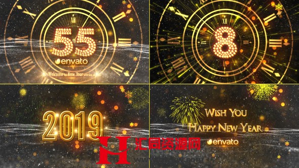2019猪年新春佳节春节元旦晚会企业年会60秒开场倒计时ae模板