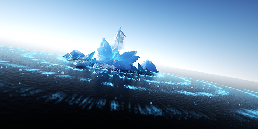 C4D Octane海面上冰花创意工程文件 ice c4d Project