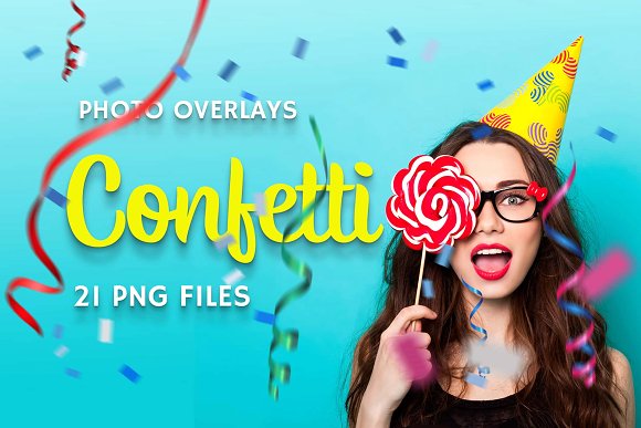 CreativeMarket - 21 Confetti Photo Overlays 3355811