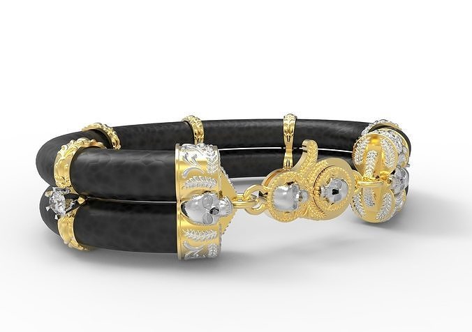 Cgtrader - 手镯和锁头骨Bracelet and lock skull and pattern 3D print model