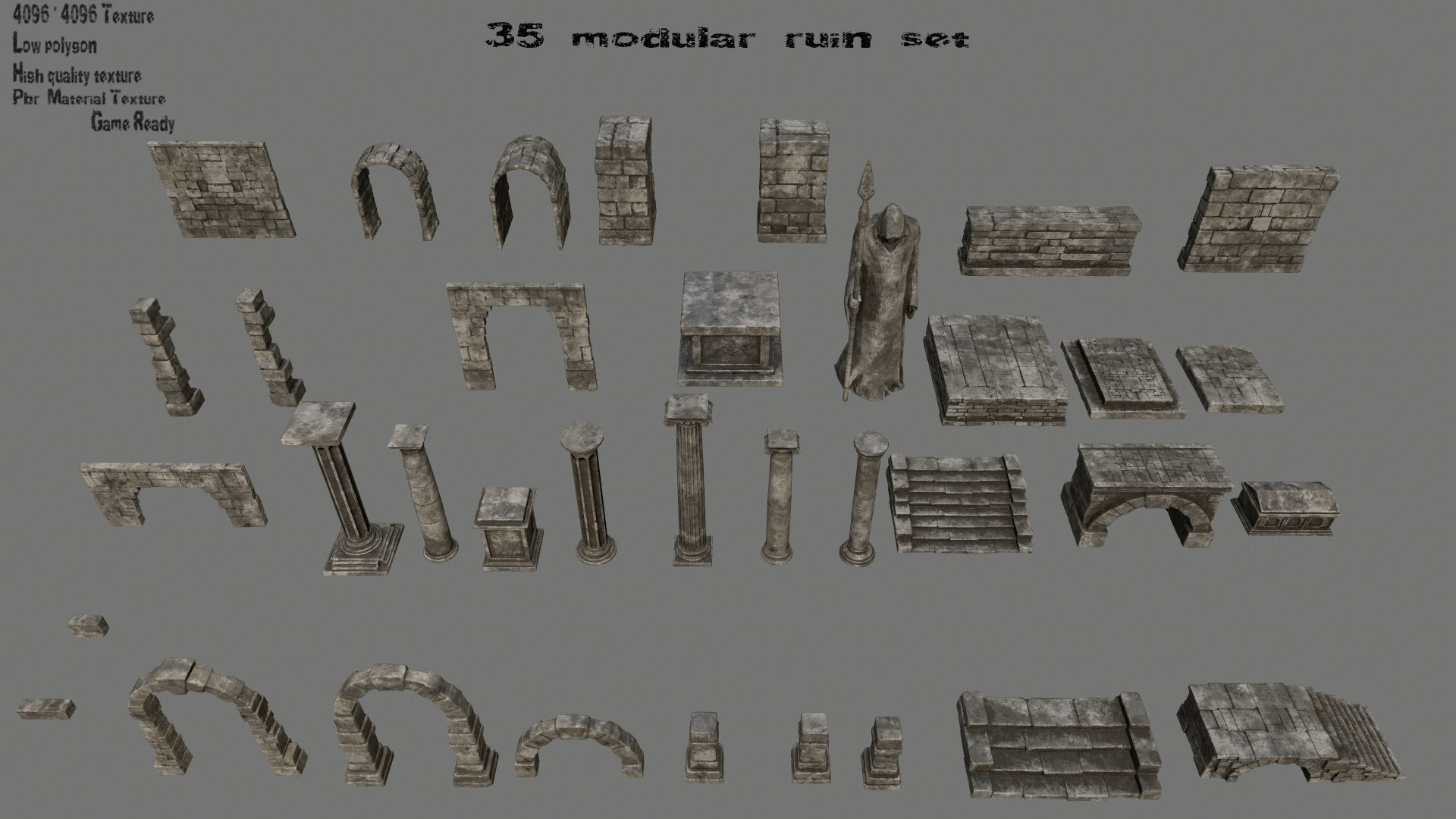 Cgtrader - ruin set 1 Low-poly 3D model