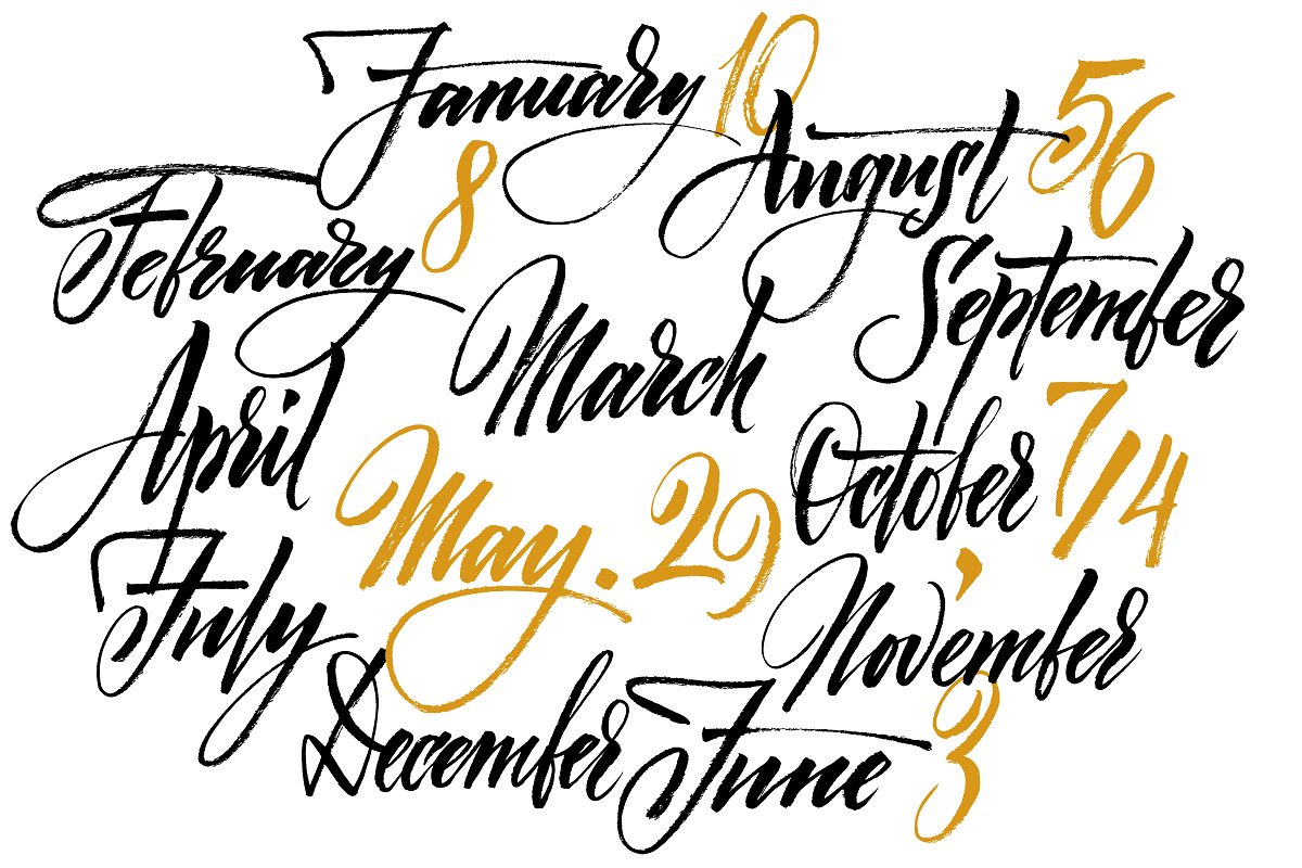 Title of months of the year. Numbers