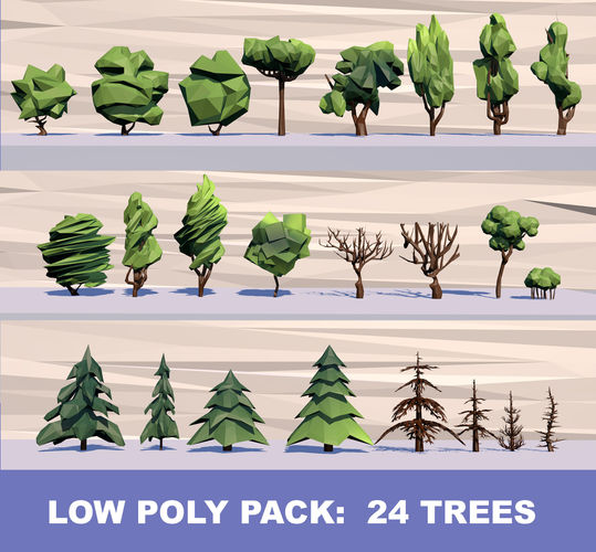 Cgtrader - 24 Trees Pack Low-poly 3D model