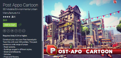 Unity卡通欧美城镇模型Post Appo Cartoon