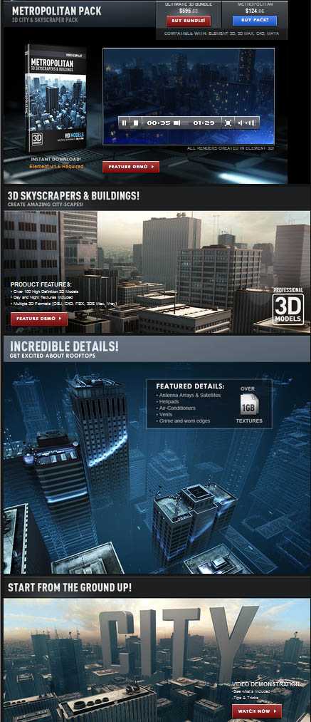 E3D高楼大厦模型带贴图 Video Copilot - Metropolitan Pack